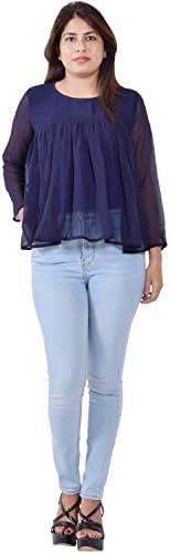 Ombrebyaarti Women's Georgette Pleated Top (OM0010)