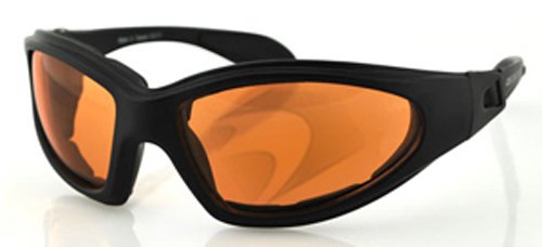 Bobster GXR Sport Sunglasses,Black Frame/Amber Lens,one size