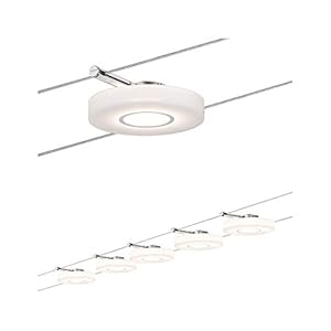 Paulmann 94109 kabelsysteem DiscLED1 set uitbreidbaar warm wit 5x4W LED chroom satijn 94109 kabellamp hanglamp, 290 x…