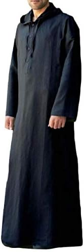 CBTLVSN Mens Long Sleeve Long Dress Muslim Turkish Robes Hooded Overcoat