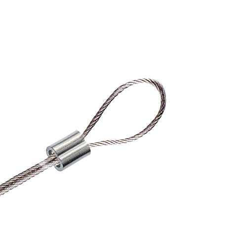 100pcs Aluminum Crimping Loop Sleeve for 1/16, 1/8 Inch Diameter Wire Rope and Cable