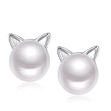 Cat Ear Stud Earrings Freshwater Cultured Pearl