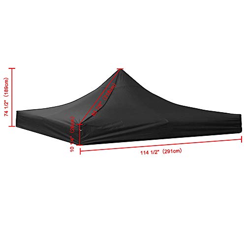 Instahibit 10x10ft Pop Up Top Replacement Instant Canopy Patio Pavilion Gazebo Sunshade Tent Oxford Cover Outdoor Black