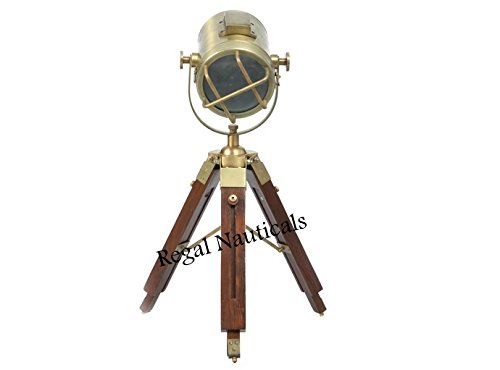 Nauticaz Steel,Aluminium,Glass, Wood Bedroom Spotlight Antique Floor Lamp Retro Tripod Stand for Home Decorative Purpose