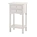 Set of 2 Wood White End Tables Nightstands with Two Drawers