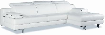 J&amp;M Furniture 9097 Full White Italian Leather Sectional Sofa With Adjustable Headrests &amp; Arms