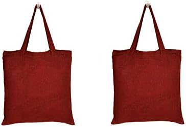 Linen Tote Bags - 2-Pack - 100% Linen Fabric - Canvas - 35x33 cm - Shopping Bags - Cherry Red Color