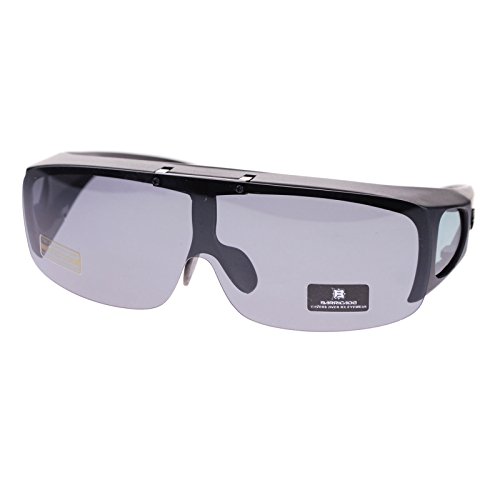 Barricade Large Mens Polarized Flip Up Fitover Sunglasses All Black