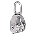 M20 Double Pulley Stainless Steel Wire Rope Crane Double Wheel Swivel Lifting Rope Pulley Block -2Pcs