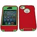 Iphone 4 4S Body Armor Defender - Comparable to Otterbox Defender (Red on Green)