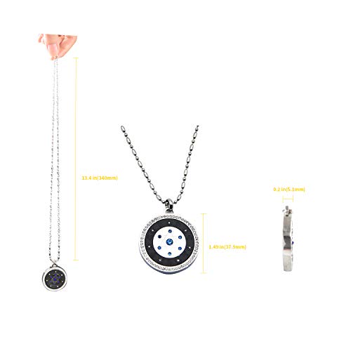 Anti EMF Radiation Protection Volcanic Stone Energy Pendant Necklace, Negative Ion Balance Power- Magnetic Metal Health- Far Infrared,Reverse Aging,Joint Pain,Blood Circulation