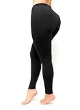 Curvify Black Leggings, Butt Lifting Thigh Slimmers With High Rise Waist Control (1012-M Fits a 33