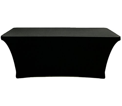 CB Accessories Stretch Table Cover 6ft Rectangular Fitted Spandex Full Length Tablecloth for Weddings, Conferences and Holiday Party (6 ft, Black)
