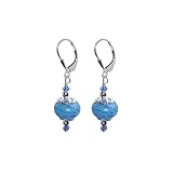 Gem Avenue 925 Sterling Silver Leverback Handmade Drop Earrings with Glass Beads and Swarovski Crystals