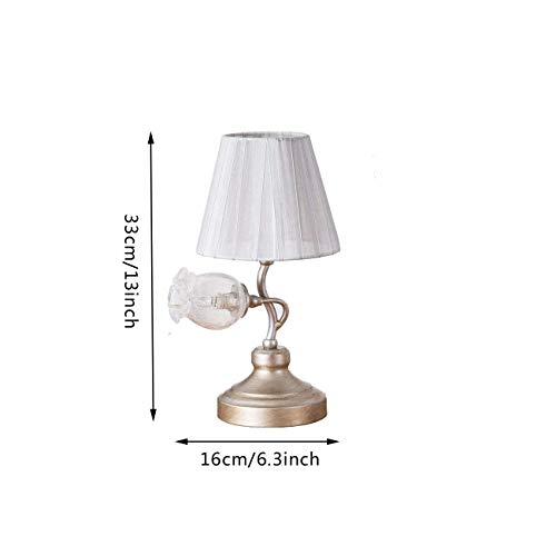 SALSA LIGHTING Crafted Table Lamp Colored Pomegranate Flower Accen Shaped Glass Shade + Cloth Shade Desk Lamp with Bronze Base for Art Deco, Bedside,Bedroom,Dining Room,Living Room, Silver