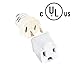 UL Listed Light Socket to Plug Screw-in Adapter w. Safety Seal Polarized 2 Prong to 3 Prong Outlet Adapter Grounding Plug Converter + Waterproof Outdoor Extension Cord Plug Cover (2 Sets)