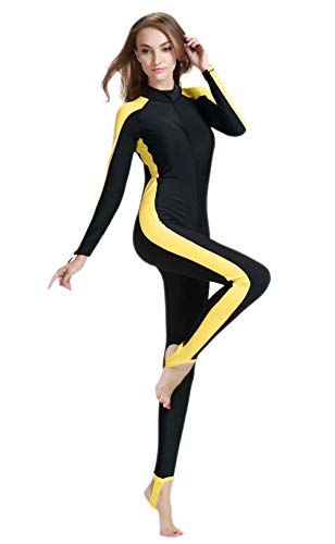 BIKMAN One-Piece Swimsuit Snorkeling Swim Surf Wet Suit - Sun Protection (XL(Weight:138lbs-154lbs), Yellow)