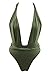Kisscy Womens Deep V Neck High-Waist One Piece Monokini Swimsuit Swimwear Green