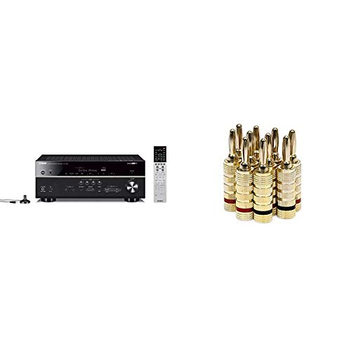 Yamaha RX-V683BL 7.2-Channel MusicCast AV Receiver with Bluetooth, Works with Alexa & Monoprice Gold Plated Speaker Banana Plugs - 5 Pairs - Closed Screw Type, for Speaker Wire, Wall Plates and More - Thumbnail 4