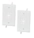 Datacomm 45-0014-WH 1-Gang (2 Pack) Cable Plate with Flexible Opening - White
