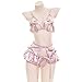 YOMORIO Lolita Cute Bows Bra and Panty Set Kawaii Anime Cosplay Underwear Strappy Bikini Lingerie Pink