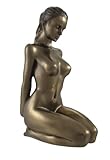 Bronzed Finish Nude Kneeling Female Statue Sculpture Erotic Art