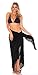 1 World Sarongs Womens Fringeless Swimsuit Cover-up Solid Sarong in Black, One Size