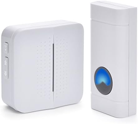 Wireless Doorbell Waterproof Chime Kit Operating at 1000 Feet 52 Chimes 4 Level Volume 1 Receiver & 2 Remote Push Button Transmitter with Sound and LED Flash for Kids Morning Call Alarm Clock