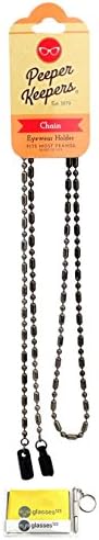 Eyeglass Retainer & Sunglass Holder By Peeper Keepers Chain, Gunmetal Bar, 1pk | w/Microfiber Cloth & Screwdriver