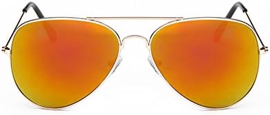 Coolsunny Classic Aviator Style Sunglasses Metal Frame Colored Lens CS3026 (Gold-Red, 57)