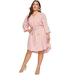 Romwe - Vestido de manga larga para mujer