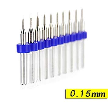 Generic 10 Pcs 0.15mm Import Carbide PCB Drill Bits, Print Circuit Board Mini CNC Drilling Bit Set, Woodworking Tools