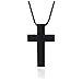 Xianli Wang Jewelry Wide Simple Cross Pendant Necklace for Men Women Boy Girl Stainless Steel Black