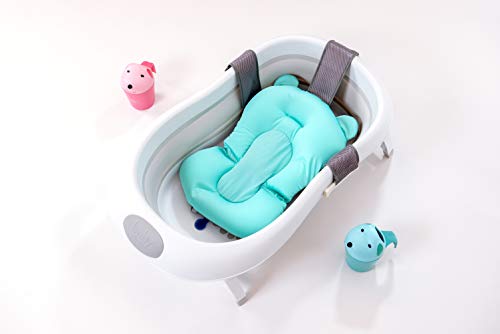 Baby Brielle 3-in-1 Portable Collapsible Infant to Toddler Space Saver Foldable Bath tub - Anti Slip Skid Proof - with Cushion Insert & Water Rinser for Bathing Newborns - Thumbnail 5