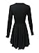 OEUVRE Women's Party Black Dress Flare Skater V-Neck Pleated Mini Dress