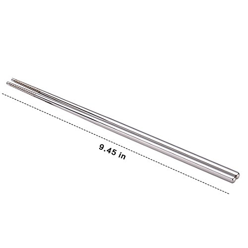 image for DEVICO 10-Pairs Metal Steel Chopsticks 18/10 Stainless Steel Flatware 