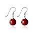Lureme 10mm Perfect Round Red Natural Stone Silver Tone French Hook Drop Earrings for Women 02001504