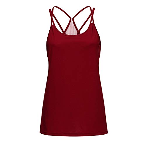 SMALLE_Clothing Activewear Tank Tops for Women,SMALLE◕‿◕ Women Yoga Workout Mesh Shirts Activewear Sexy Sports Tank Tops Wine - Thumbnail 5
