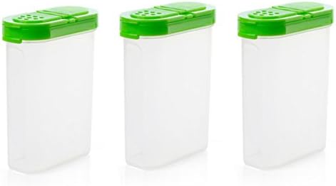 Clear Plastic Spice Bottles Containers Seasoning Box Jars - Set of 3 (green)