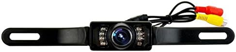 MASKELENA Car Rear View Camera, Waterproof High Definition Color Wide Viewing Angle License Plate with 7 Infrared Night Vision LED-Black