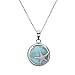Sterling Silver Larimar Necklace Natural Gemstone Star Fish Circle Pendant Necklace with 18