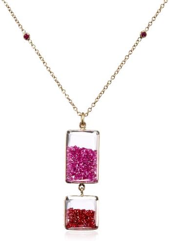 Moritz Glik "Kaleidoscope" 18K Yellow Gold Floating Pink and Orange Sapphire Pendant Necklace