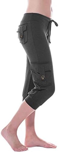 Women's Yoga Capris Workout Pants Athletic Cropped Pants with 3 Button Pockets