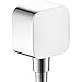 hansgrohe FixFit Handheld Shower Wall Outlet 1/2-inch Thread Connection Square Avantgarde Flush Mount in Chrome, 27414001