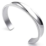 HITOP Jewelry Mens Womens Stainless Steel Bracelet Cuff Bang Silver , L (L (7 x 1.0 cm))