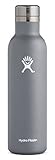 Hydro Flask 25 Ounce Double Wall Vacuum Insulated Stainless Steel Leak Proof Wine Bottle with Cap, Graphite