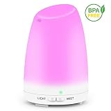Essential Oil Diffuser, Ultrasonic Aroma Diffuser 120mL Aromatherapy Diffuser Cool Mist Humidifier For Office Bedroom Spa Yoga Baby, 7 Colors LED Light Changing and Waterless Auto Shut-Off