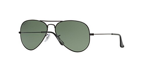 Ray-Ban Original Aviator Sunglasses (RB3025) Black Matte/Green Metal - Polarized - 58mm