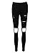 J-Deal High Waist Woman Knee Skinny Pencil Pants Denim Ripped Jeans (Black, S)