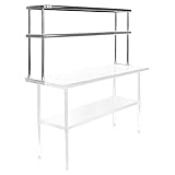 GRIDMANN NSF Stainless Steel Commercial 2 Tier Double Overshelf - 60 in. x 12 in. - for Kitchen Prep & Work Table